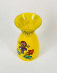 1980s MEMPHIS MILANO HAND PAINTED YELLOW GLASS VASE BY NATHALIE DU PASQUIER