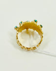 1960s 18k YELLOW GOLD BRUTALIST DIAMOND RING WITH TURQUOISE