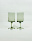 1950s ETCHED GREY WINE GLASSES