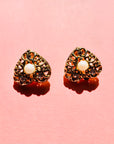 1980s HEART FILIGREE PEARL CLIP ON EARRINGS