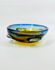 1960s MURANO BLUE AMBER SOMMERSO GLASS PINCHED BOWL/ASHTRAY