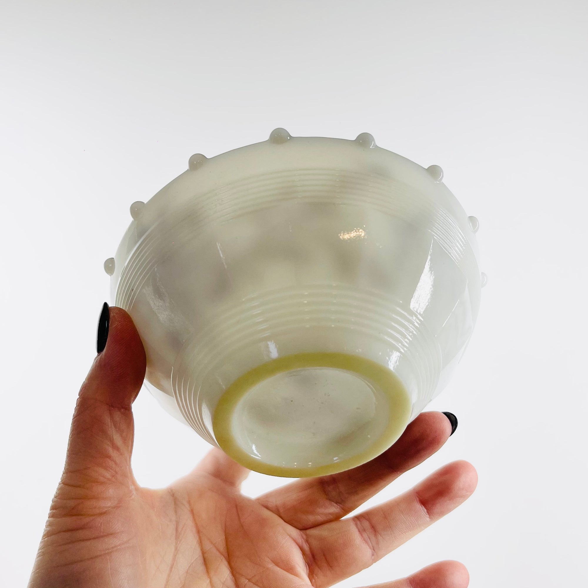 ANTIQUE BAVARIAN SILVER INLAID MILK GLASS DESSERT BOWL