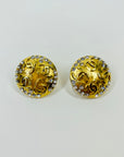 2003 CHANEL CC LOGO DIAMANTE HALO CLIP ON EARRINGS