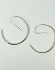 1990s CHANEL SILVER LARGE COCO HOOPS EARRINGS