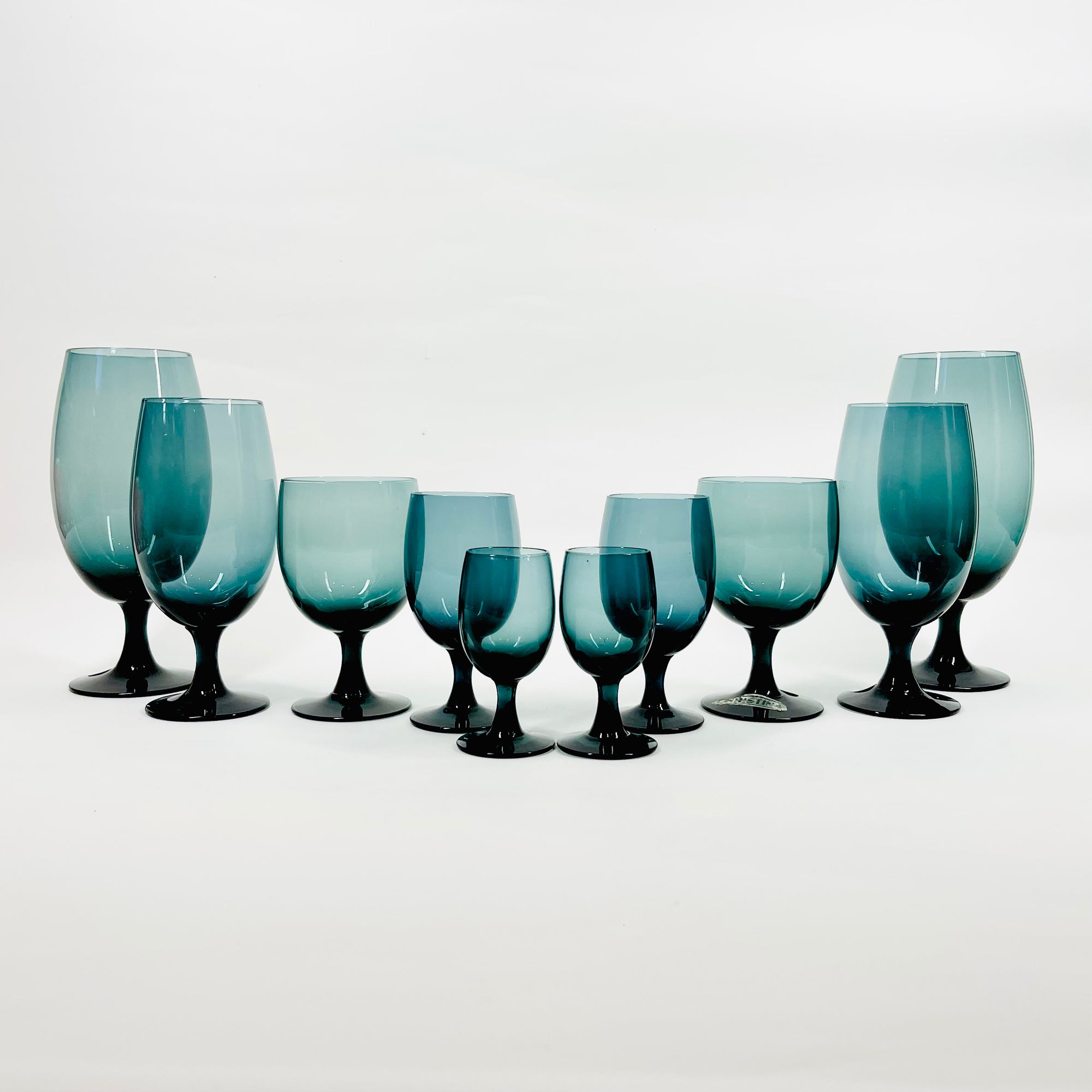 1960s SWEDISH CHRISTINA BLUE TEAL CASED GLASSES