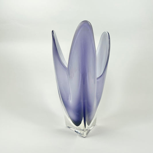 1970s JAPANESE HINERI CASED PURPLE HANDKERCHIEF GLASS VASE