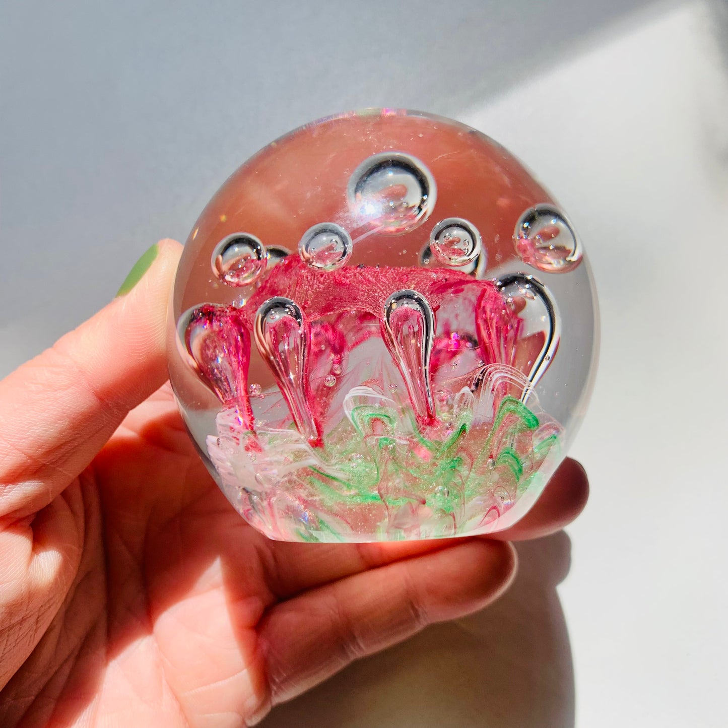 PINK GREEN SPACE PAPERWEIGHT