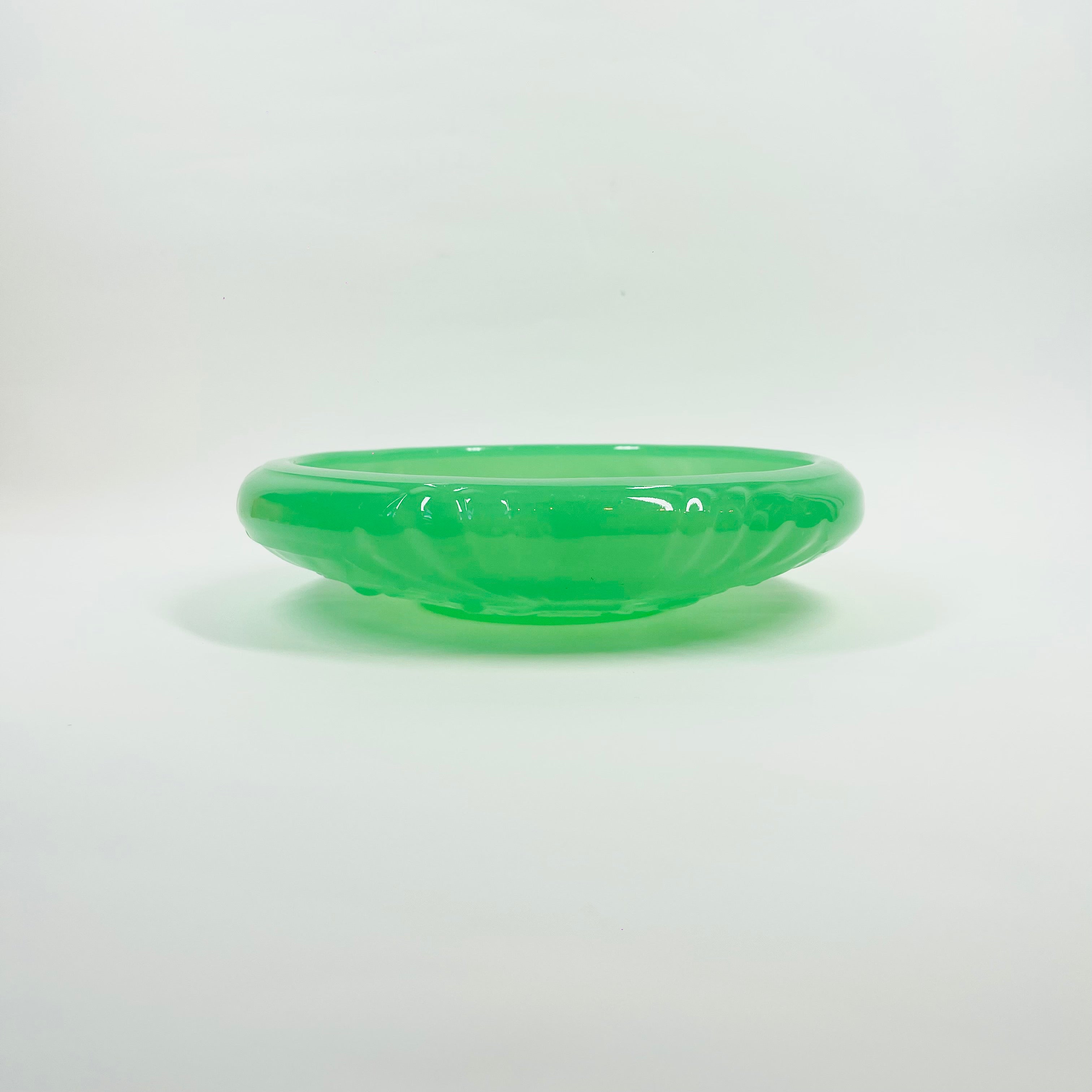 ANTIQUE JOBLING GREEN JADE URANIUM GLASS FLOAT BOWL – GLASS ET CETERA