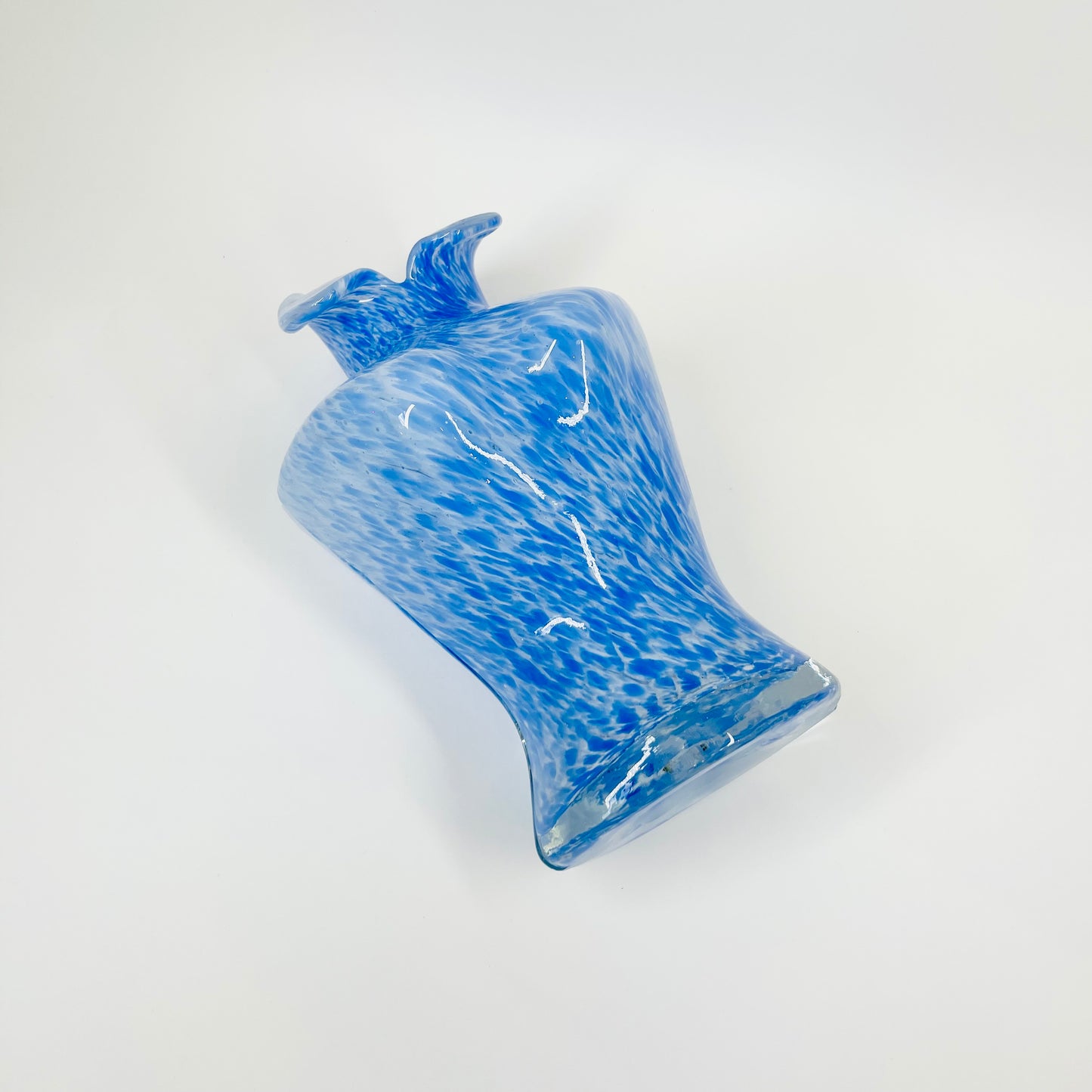 1980s MURANO BLUE SPATTER GLASS BUST VASE