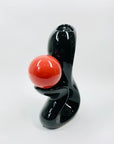 1980s JAPANESE MEMPHIS BLACK RED PORCELAIN IKEBANA VASE
