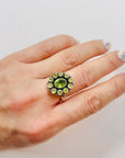 ANTIQUE SILVER PERIDOT HALO RING