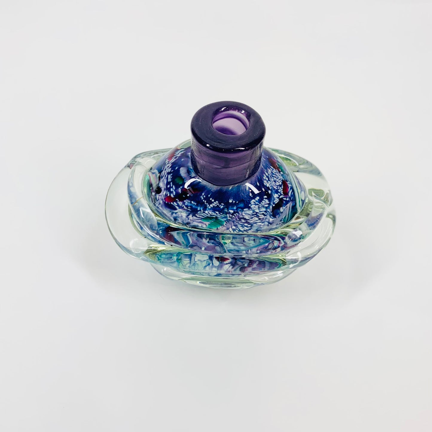 90s MOUTH BLOWN ART GLASS POSY VASE