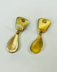1997 CHANEL GRIPOIX RED & YELLOW GREEN CC LOGO DROP CLIP ON EARRINGS