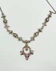 ANTIQUE SILVER FESTOON NECKLACE WITH PINK GLASS PASTES