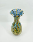 1990s SIMRON BLUE YELLOW DRIP GLAZE POTTERY VASE