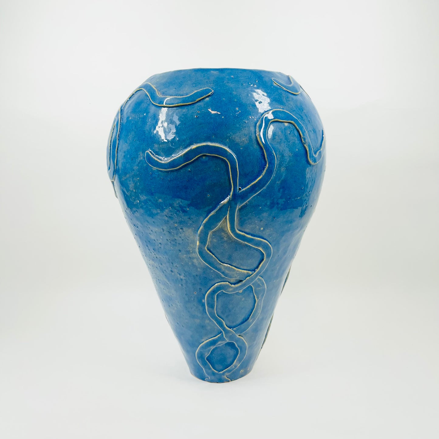 1950s NITTSJO SWEDISH BLUE GLAZED EARTHENWARE VASE