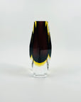1950s BROWN AMETHYST YELLOW MURANO SOMMERSO FACETED GLASS VASE
