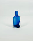 1980s MOUTH BLOWN AUSTRALIAN STUDIO COBALT BLUE GLASS MINI BOTTLE VASE