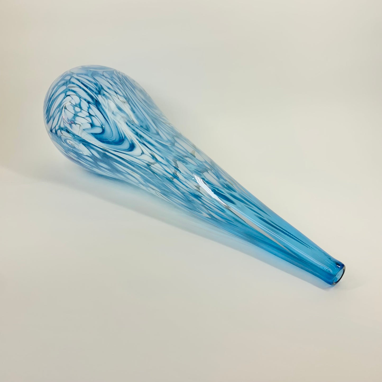 1980s MURANO MOUTH BLOWN BLUE SPATTER BOTTLE VASE