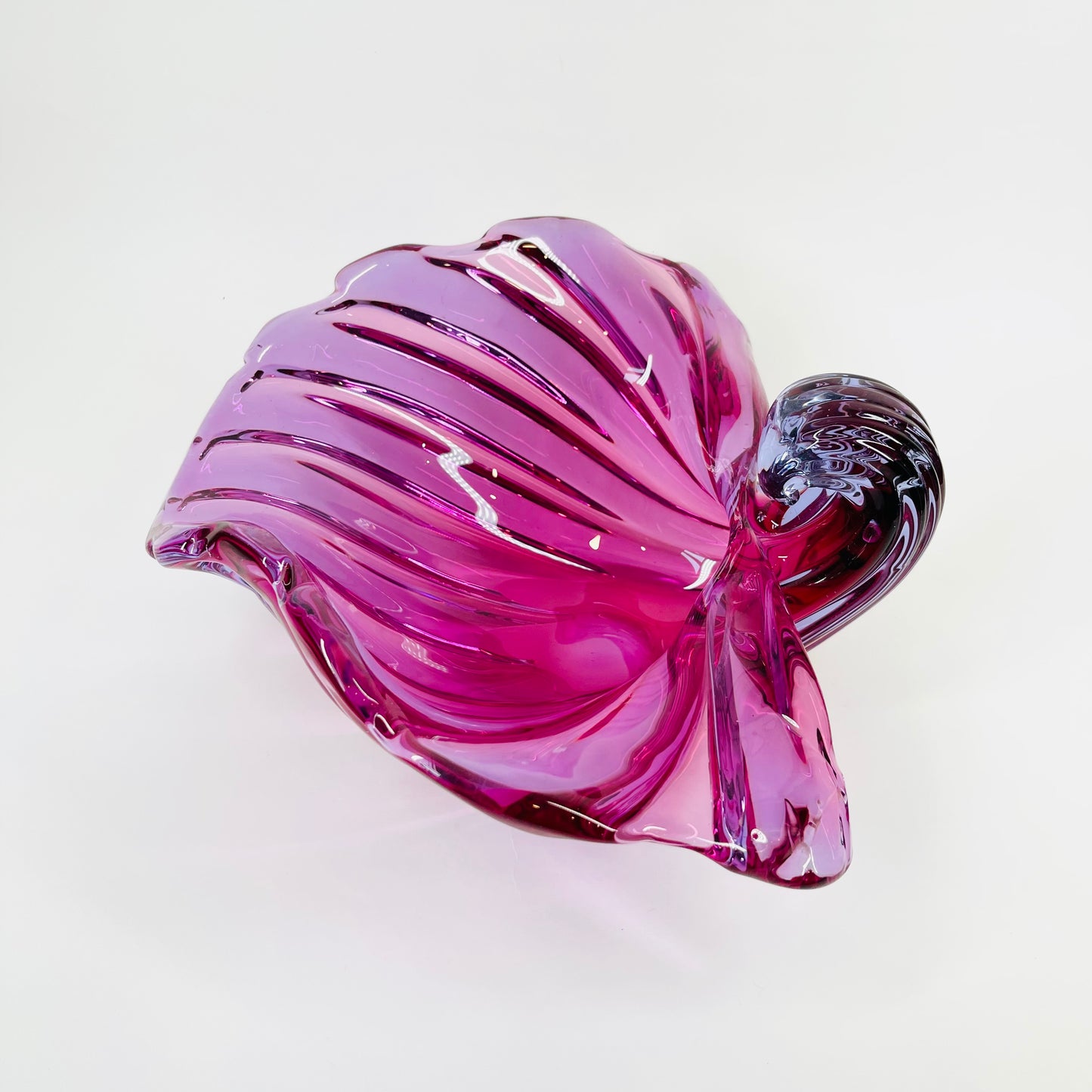 1950s PINK PURPLE MURANO NEODYMIUM GLASS SHELL BOWl