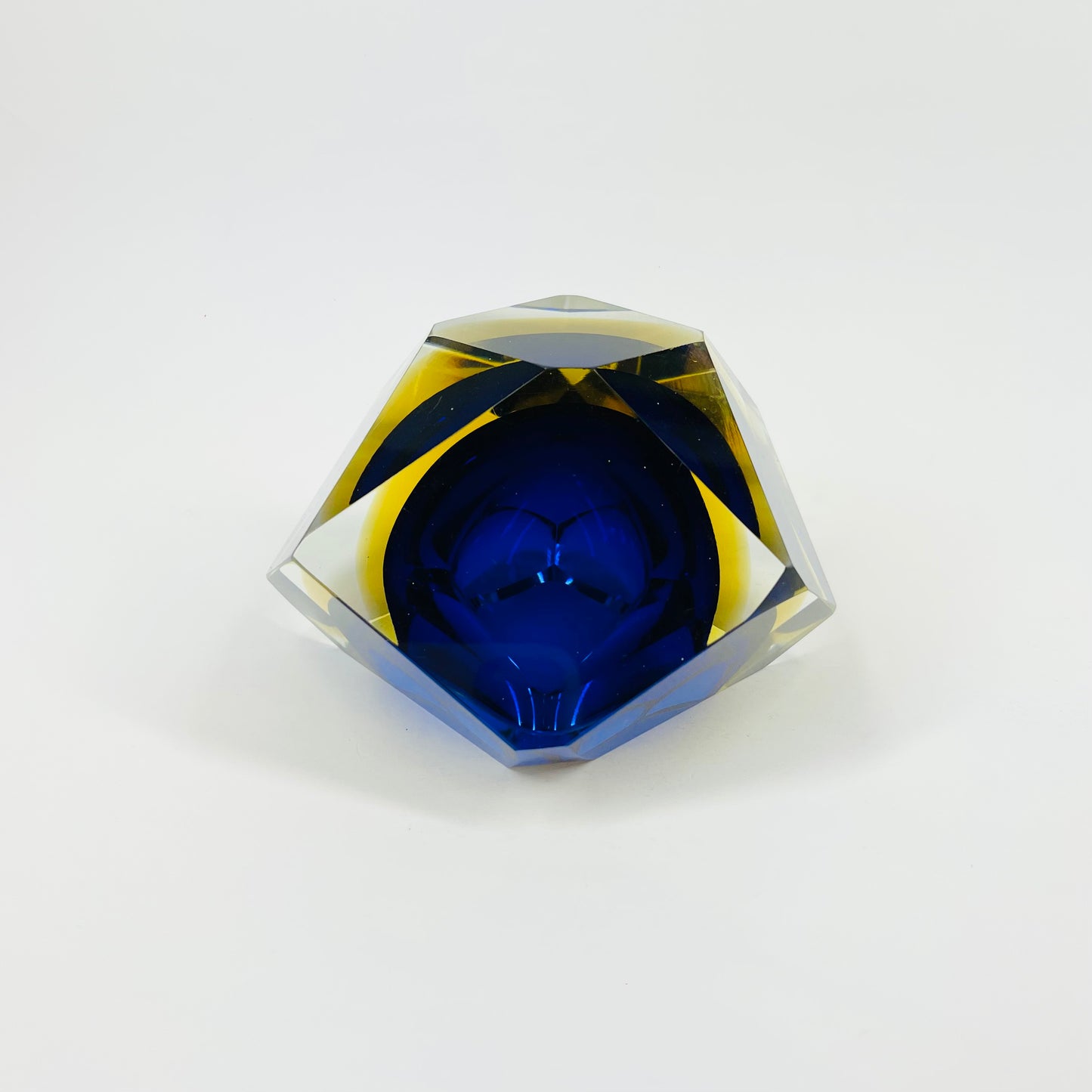 1950s FACETED MURANO COBALT BLUE GOLD GEODE BOWL