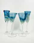 1980s MOUTH BLOWN MURANO BLUE SPATTER GLASSES