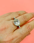 60s MODERNIST SILVER RING WITH BEZEL MOONSTONE