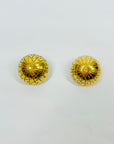 1980s HERMES ETCHED ATLAS BUTTON CLIP ON EARRINGS
