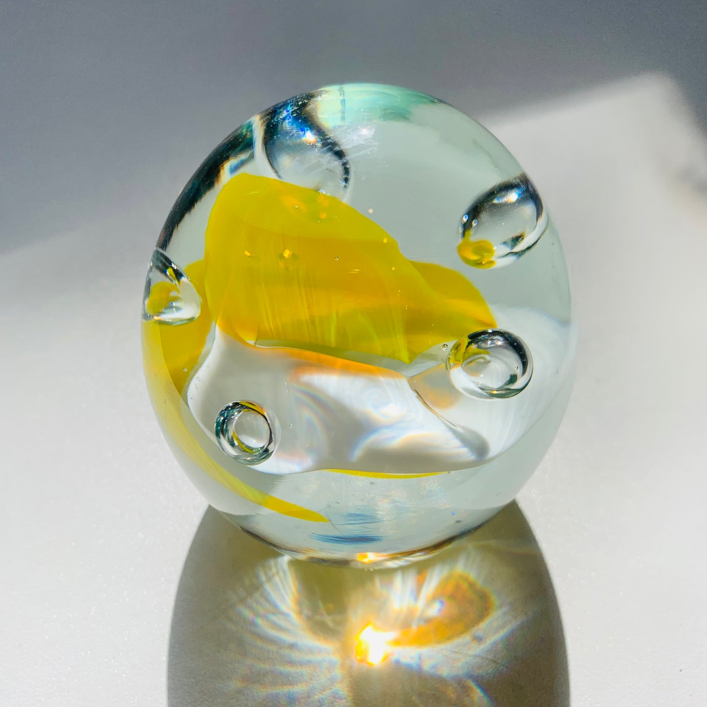 YELLOW SPACE AGE PAPERWEIGHT