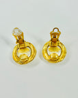 1996 CHANEL CC GOLD LOGO TWIST ROPE PEARL BUTTON CLIP ON EARRINGS