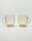 1940s PINK DEPRESSION GLASS BEER TANKARD/MUG WITH CHINESE GARDEN THEME
