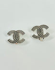 2003 CHANEL CC LOGO SILVER MESH CLIP ON EARRINGS