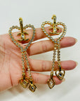 2023 LIMITED EDITION CHANEL LARGE HEART DIAMANTÉ DROP CLIP ON EARRINGS