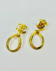 1996 CHANEL CC LOGO TEAR DROP CLIP ON EARRINGS