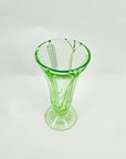ANTIQUE ART DECO PRESSED GREEN DEPRESSION GLASS VASE