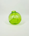 1980s HAND MADE GREEN GLASS POSY SLANT VASE