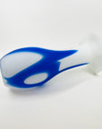 1970s JAPANESE CASED WHITE BLUE GLASS VASE WITH RUFFLE RIM