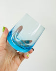 1960s POLISH TURQUOISE BLUE GLASS TUMBLERS