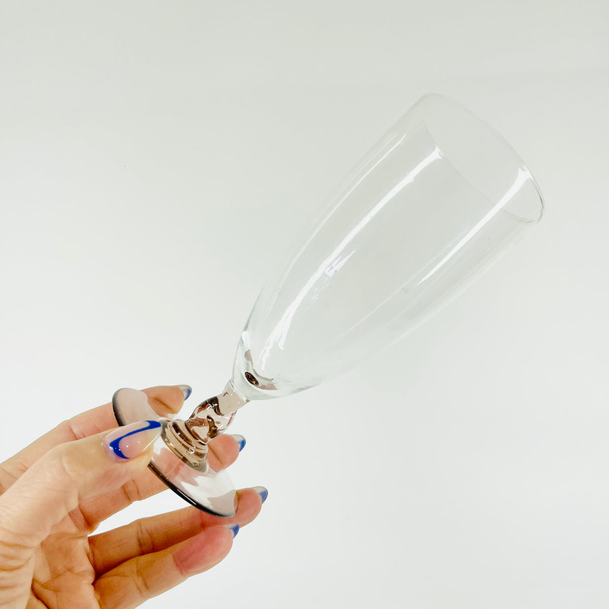1950s ITALIAN HARLEQUIN SHORT TWIST STEM CHAMPAGNE FLUTES