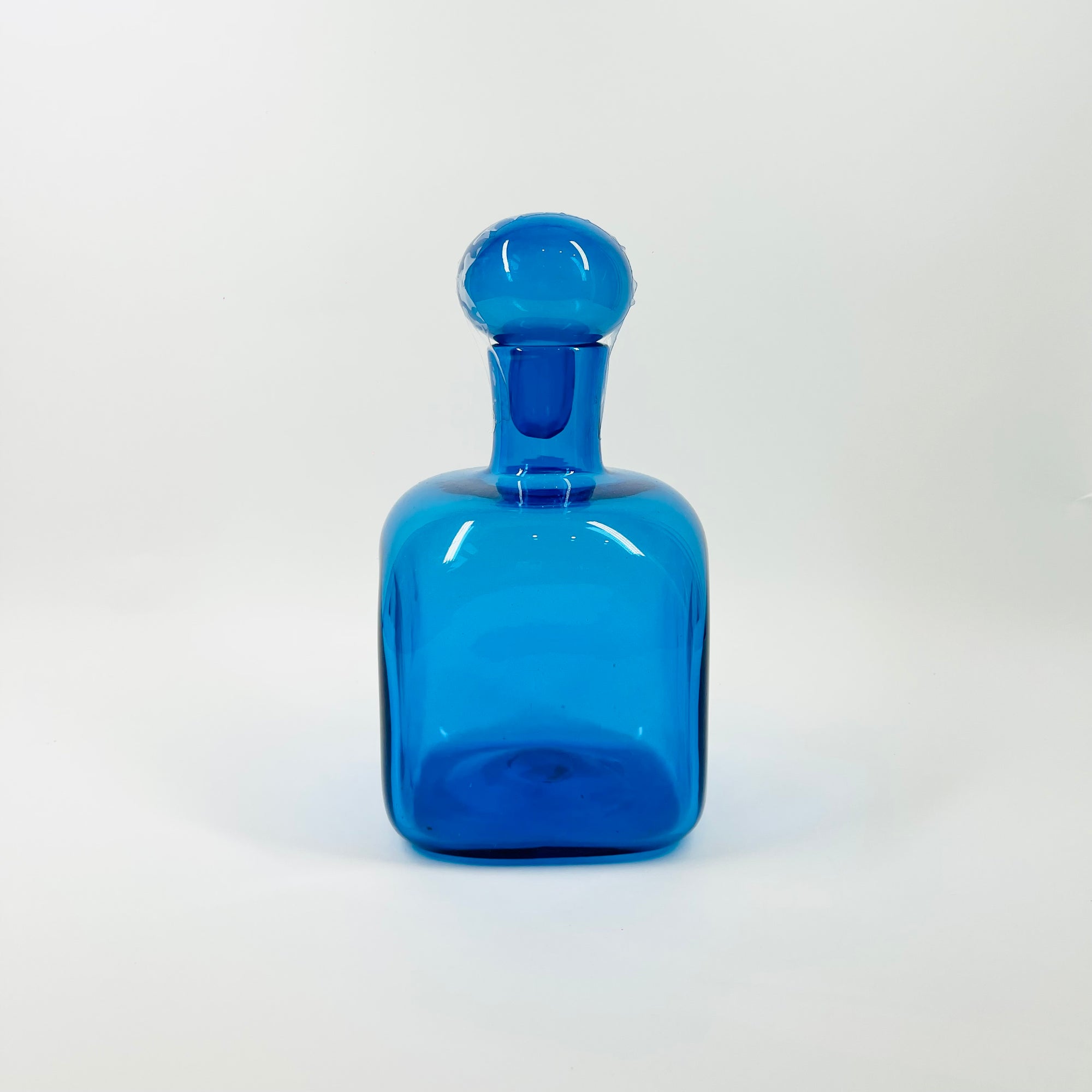 1970s BLENKO KINGFISHER BLUE GLASS DECANTER