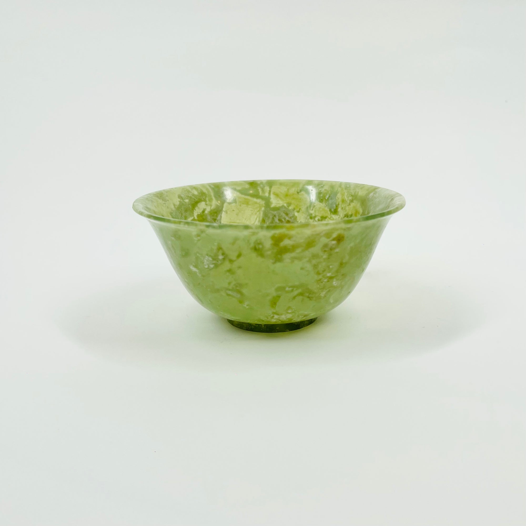 ANTIQUE GREEN JADE STONE CEREMONIAL BOWL