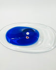 1970s COBALT BLUE SOMMERSO GLASS BOWL BY CZECH GLASS ARTIST JAN BERANEK