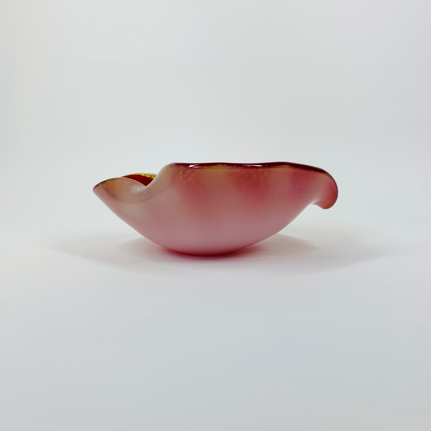 1950s MURANO CASED RED PINCHED BOWL