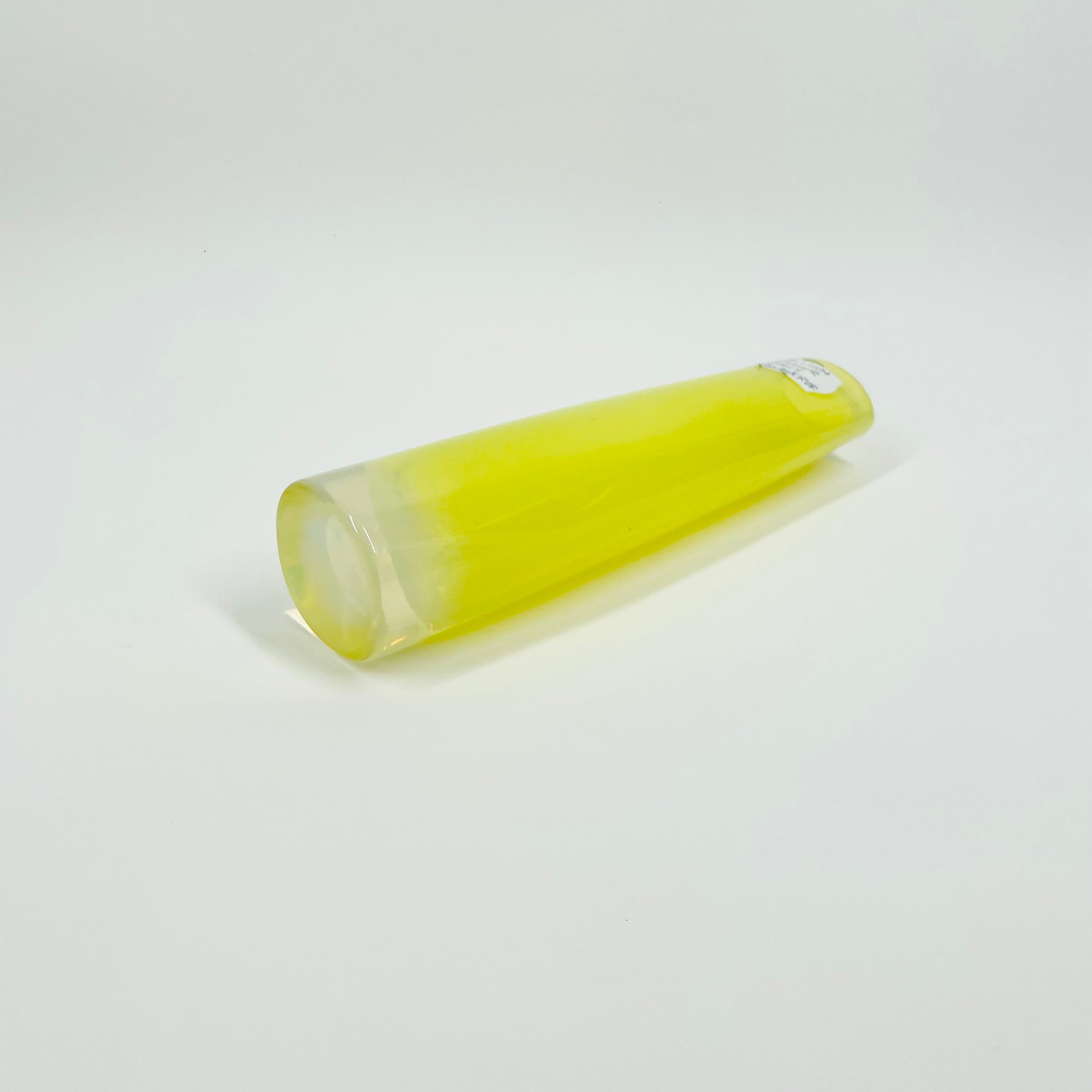 1960s YELLOW LEMON OPALESCENT GLASS POSY VASE BY ARTHUR PERLY FOR SKRUF GLAS
