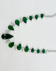 VINTAGE ART DECO STYLE GP COSTUME GREEN DIAMONTE FANCY LINKS NECKLACE