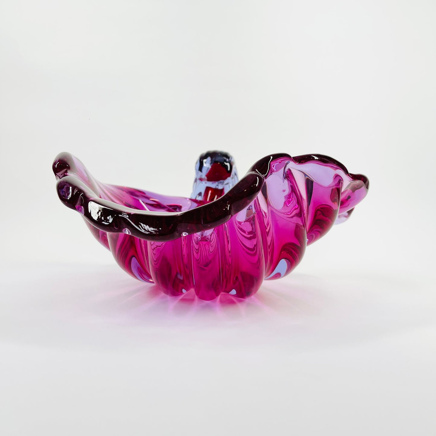 1950s PINK PURPLE MURANO NEODYMIUM GLASS SHELL BOWl