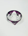 ANTIQUE BOHEMIAN PURPLE CAMEO CRYSTAL MINI GLASS PIN DISH/ASHTRAY