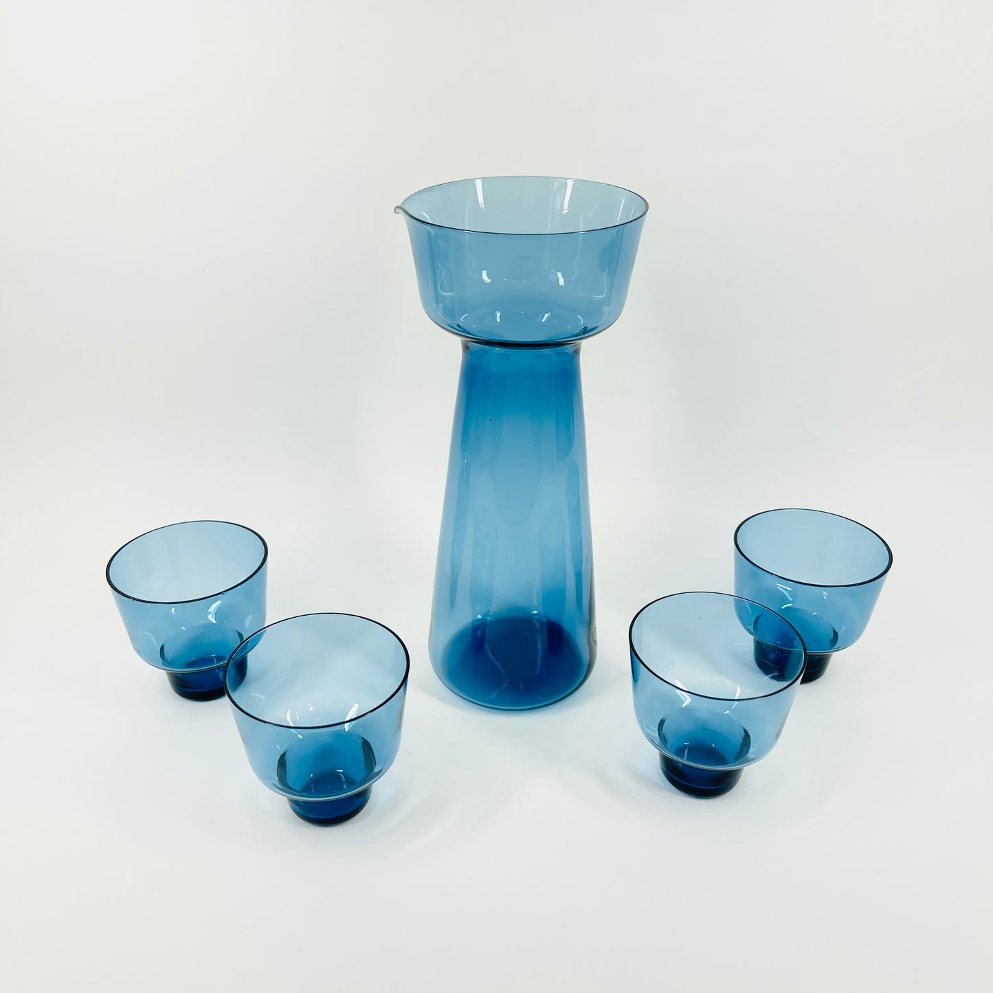 MCM BLUE GLASS IITTALA KARTIO CARAFE SET