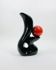 1980s JAPANESE MEMPHIS BLACK RED PORCELAIN IKEBANA VASE