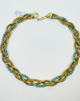 1950s CORO TWIST TURQUOISE MESH INFINITY COLLAR NECKLACE